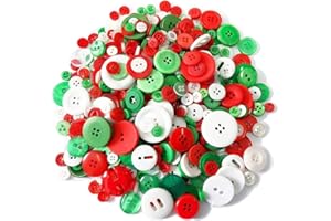 Greentime 350-400PCS Resin Chiristmas Buttons Assorted Buttons 2 and 4 Holes Round Craft for Christmas Party Decorations Sewing DIY Crafts Manual Button Painting,DIY Handmade Ornament…