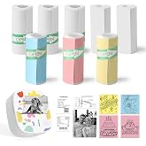 XenGro Self-Adhesive (8PCS) Thermal Paper Roll AH-M2 Mini Printer, 3 Vibrant Colors &amp; 5 White, for Portable Thermal Sticker Paper for Study Notes (Printer Not Included)