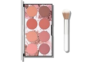 KYDA 8 Colors Face Blush Palette,Light Luxury Blush Palette Matte Blush Powder Bright Shimmer Face Blush,Contour and Highlight Blush Palette with Brush, by Ownest Beauty