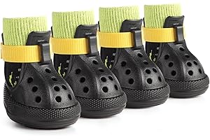 AOKOWN Dog Shoes for Hot Summer Pavement, Dog Shoes for Small Dogs, Waterproof Dog Boots & Paw Protectors, Non-Slip Dog Rain Booties, Easy Clean Sandals for Beach Black Size 3