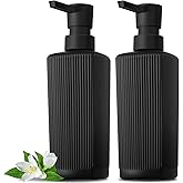 RYTOXILO Black Soap Dispensers, Hand and Dish Soap Dispenser for Bathroom & Kitchen, Glass Ribbed Liquid Lotion Soap Dispensers with Pump