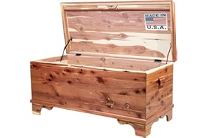 DutchCrafters Red Cedar Wood Blanket Storage for Living Room, Fully Lined Hope Chest, Bedroom Bench, Lockable Storage Box, Locking Chest with Handles and Waterfall Edge - Amish Made in USA (35" Small)