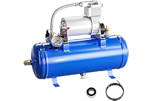 SUXIDI 150PSI 12V Air Compressor with Tank 1.59 Gallon, 6L Air Tank Compressor Pump for Train Truck Air Train Horn Onboard Air Compressor Air Horn Tank, Blue