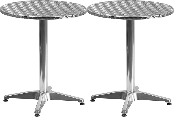 Flash Furniture 23.5" Round Aluminum Indoor-Outdoor Table, 2 Pack