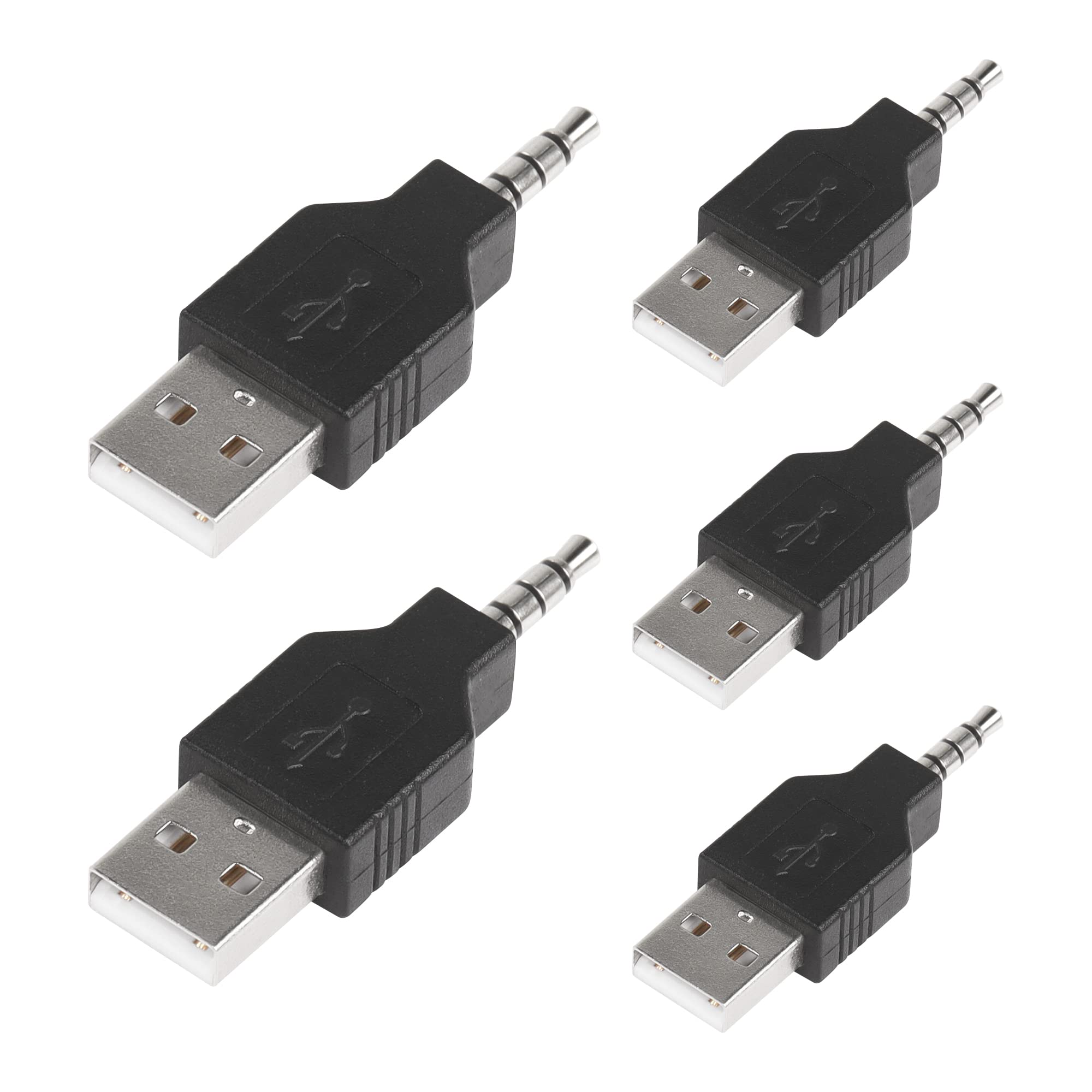 SinLoon USB to 3.5mm Jack Audio Adapter 5Pcs 4 Ploe 3.5mm Male to Micro USB Male Car AUX Audio Output Converter with PC, MacBook, PS, Headset, Speaker