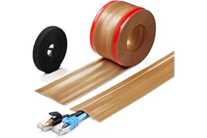 ZhiYo 8.2ft Cord Cover Floor, PVC Cord Covers for Wires on Floor, Soft Floor Cable Cover Cord Hider, Floor Cable Management Cable Protector for Commercial Office Carpet/Floors/Wall Light Brown