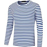 Lars Amadeus Striped T-Shirt for Men's Casual Crew Neck Long Sleeves Basic Pullover Tee Tops