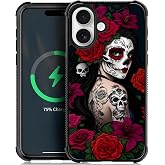 Goodsprout Compatible with iPhone 17 Case,for MagSafe Amazing Pattern Design Shockproof Anti-Scratch Hard PC Back Case for iPhone 17 Lady Rose Skull