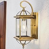Gold Copper Wall Light Fixture Outdoor 18 Inch, Large Oil Rubbed Brass 100% Solid Copper Outside Wall Mounted Porch Lantern w