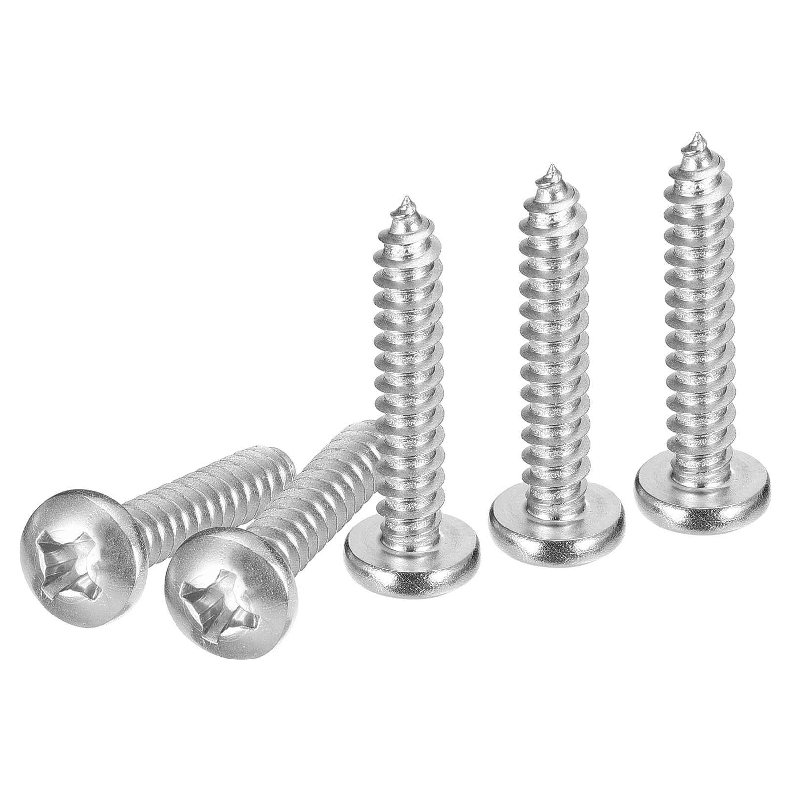 DTGN #14x1-3/8" Silver Screws - 100Pack - 304 Stainless Steel Pan Head Phillips Sheet Metal Screw Self-tapping Screw Wood Screws Screw