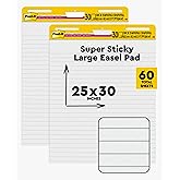 Post-it Super Sticky Easel Pad, 25-inch x 30-inch, White, Lined, 2 Pads/Pack, 30 Sheets/Pad (561WL VAD 2PK) (561WL-VAD-2PK)