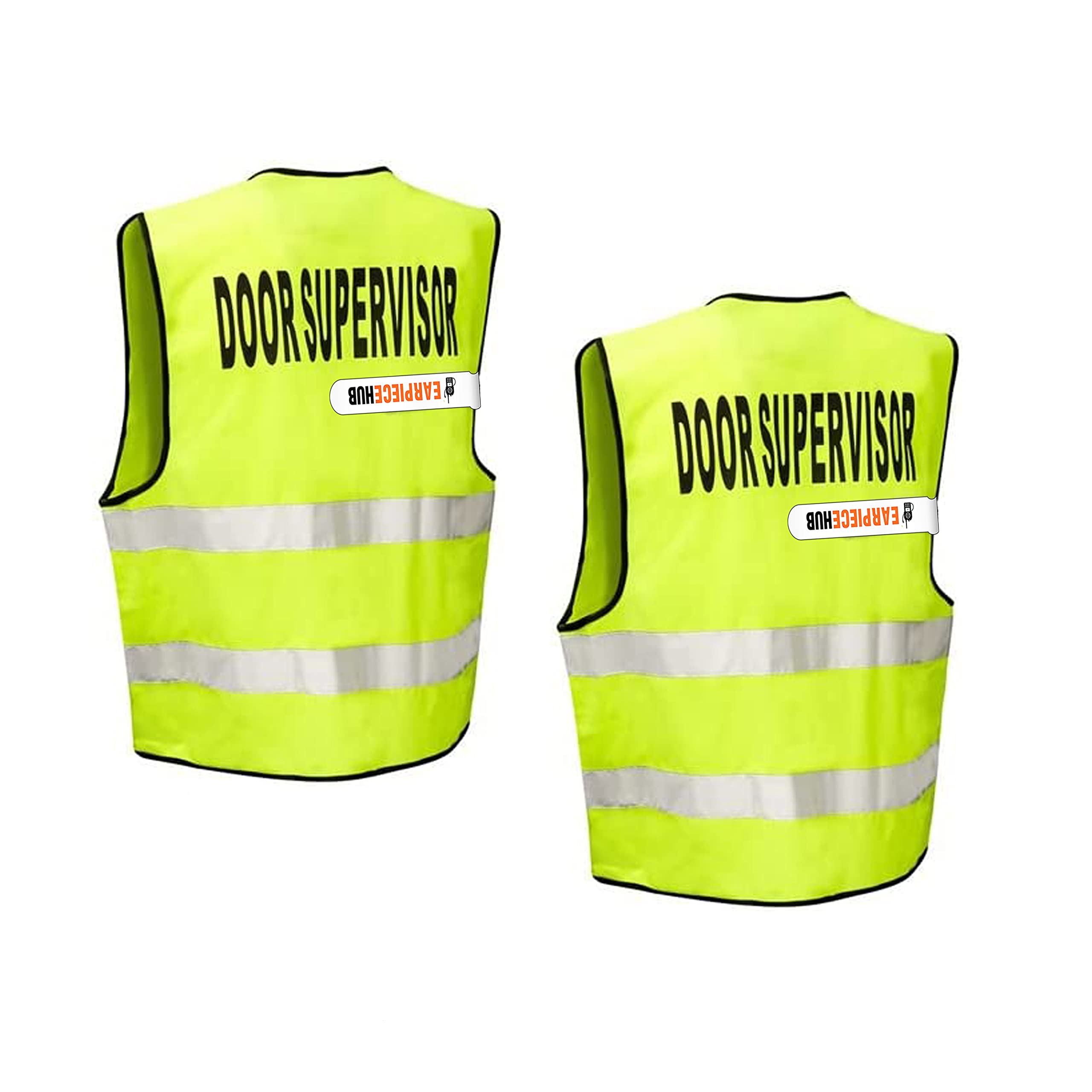 2 X DOOR SUPERVISOR Hi-Vis High-Viz Visibility Safety Vest Waistcoat - Yellow