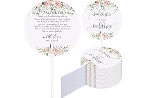 Briwooody 100 Pcs Wedding Hand Fans for Guests Bulk Plastic Round Decorative Fans with Handle for Wedding Party Favors(Pink)