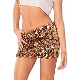 ANKOMINA Women's Sexy Shiny Sequin Mini Skirt Glitter Low Waist Pencil Skirts Bodycon Dance Party Club Short Skirt