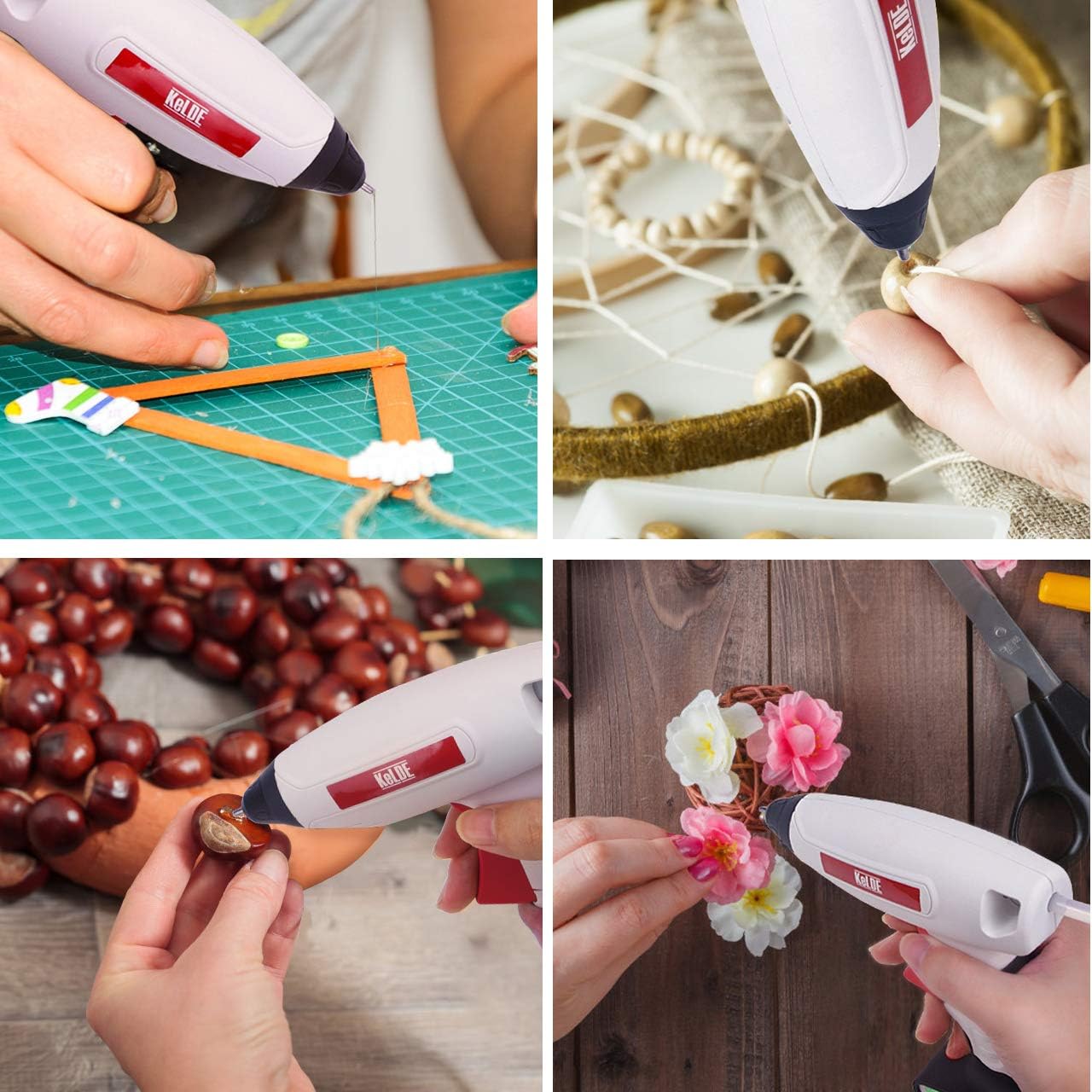 KeLDE Cordless Fine Tip Hot Glue Gun Kit, 30 Seconds Heating Time 3.7V Li-ion 2000mAh Battery Rechargeable Glue Gun, with Cable and Plug: Home Improvement