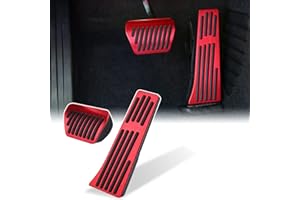 Thenice for BMW 3 4 5 7 Series X3 X4 X5 X6 X7 Anti-Slip Foot Pedals Aluminum Automatic Brake and Gas Accelerator Pedal No Drilling Covers -Red
