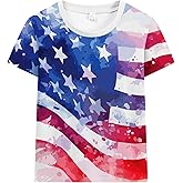 Boys 4th of July T-Shirt American Flag Tee Kids Patriotic Tee Shirt Toddler Monster Truck Stars Stripes USA Tops 2-7 Years
