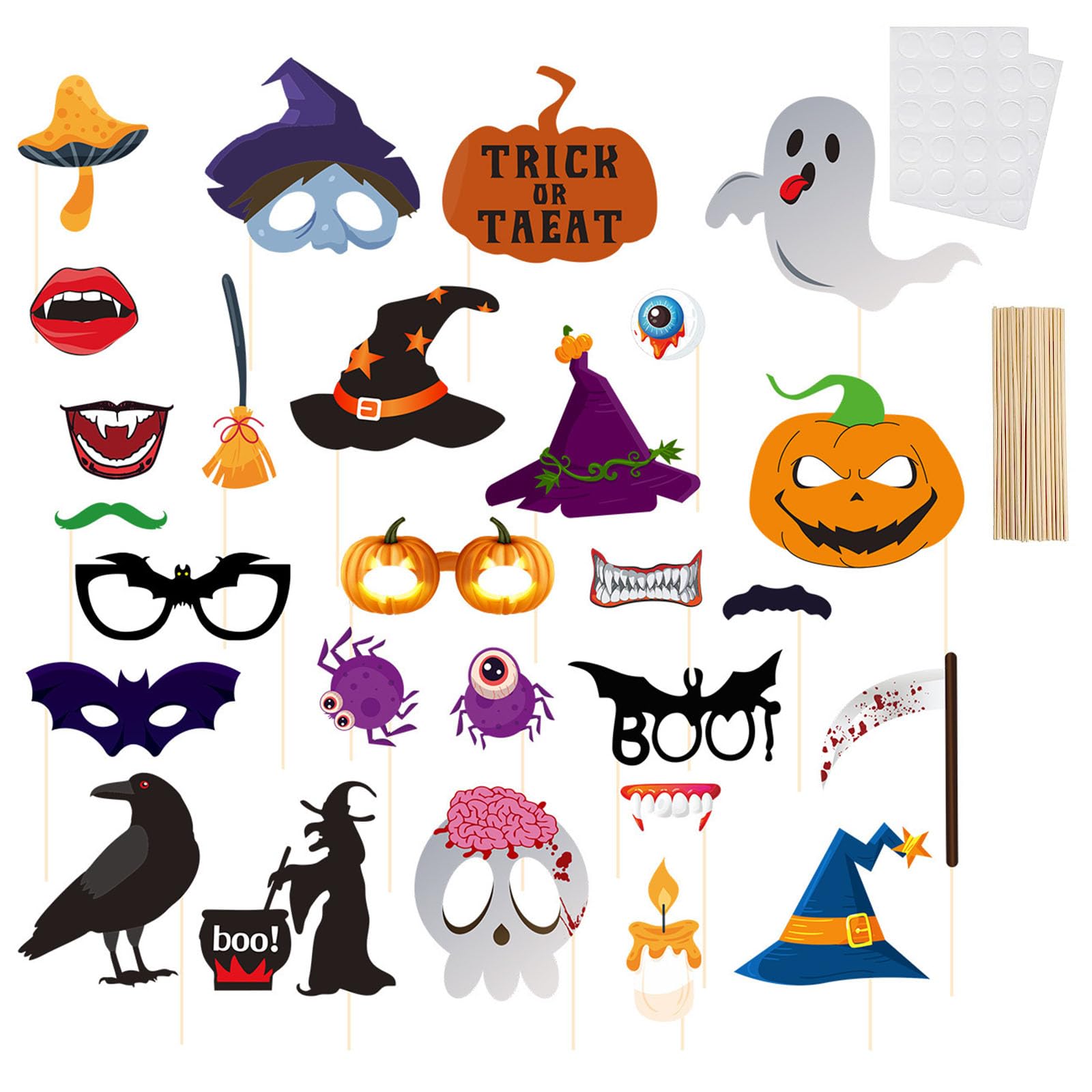 KASESSS 27 Pcs Halloween Photo Booth Props, Funny Selfie Props, Halloween Photo Props, Photobooth Party Props Decorations, Prom Photo Booth Props Fancy, Photobooth Props For Adults and Kids