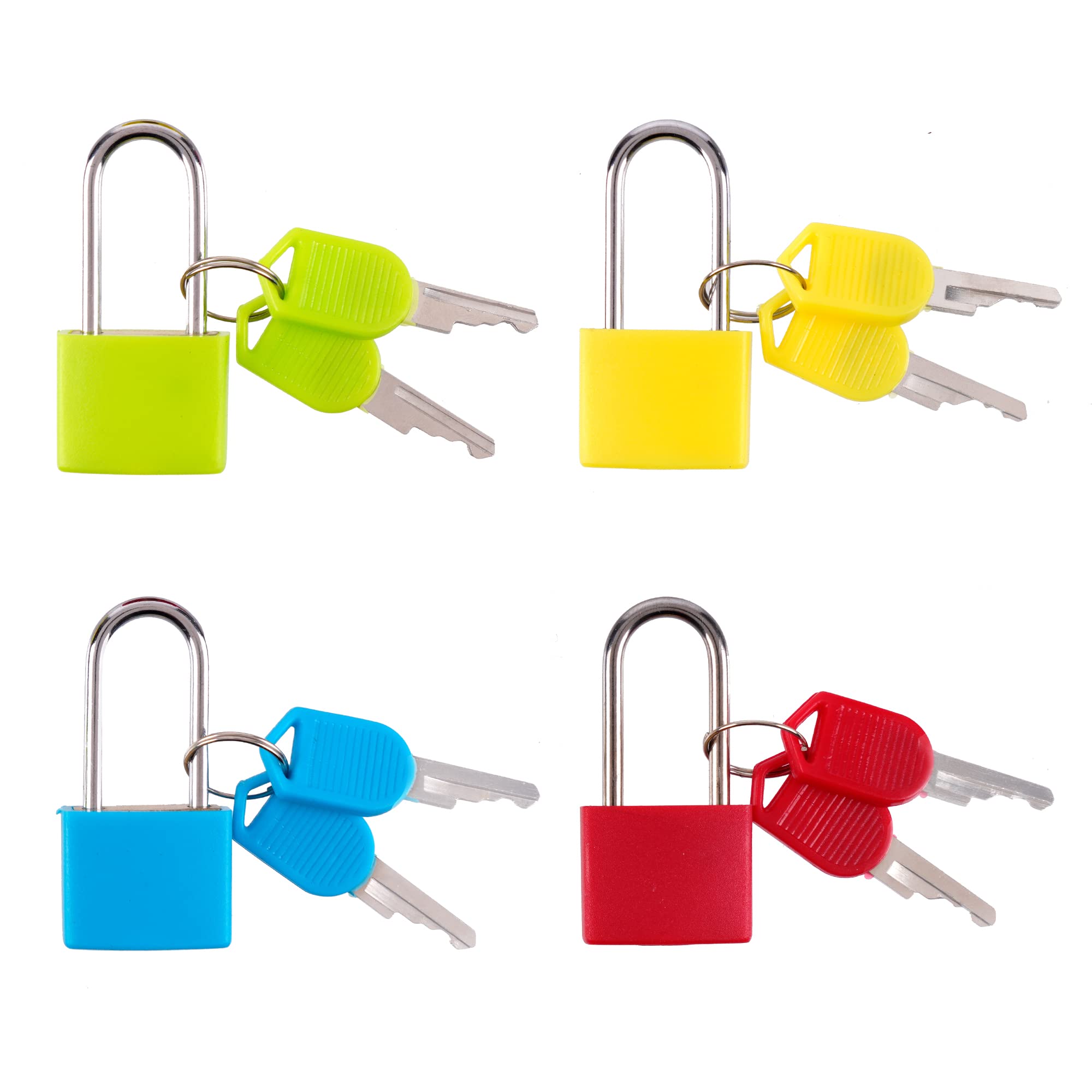 Belerry 4 Pcs Long Handle Suitcase Locks with Keys, 4 Colors Luggage Padlocks for Travel School Gym, Multicolor Small Padlocks for Luggage Bag Case