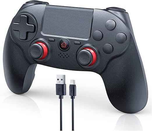 Amazon Ps4 コントローラー ワイヤレス ジャイロセンサー 連射機能 二重振動 高精度スティック リンク遅延なし Bluetooth 最新バージョン 1000mahバッテリー イヤホンジャック タッチパット 搭載 高耐久ボタン Ps4 Pro Slim Pc Win10対応 コントローラー ハンドル