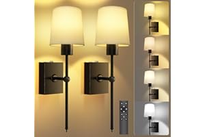 TOOWELL Battery Operated Wall Sconce Set of 2, Black Rechargeable Wall Lights with Remote, Wireless Wall Sconces Battery Powered Wall Lamp for Bedroom Living Room Hallway Bathroom