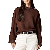 SeeLuNa Oversized Sweaters for Women Roll High Neck Hem Long Sleeve Soft Chunky Cable Knit Striped Pullover Tops Outerwear