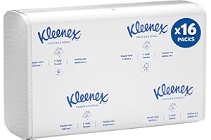 Kleenex Professional Universal C-Fold Folded Paper Towels, Bulk (01500), Absorbent, White (150 Sheets/Pack, 16 Packs/Case, 2,400 Sheet Total)