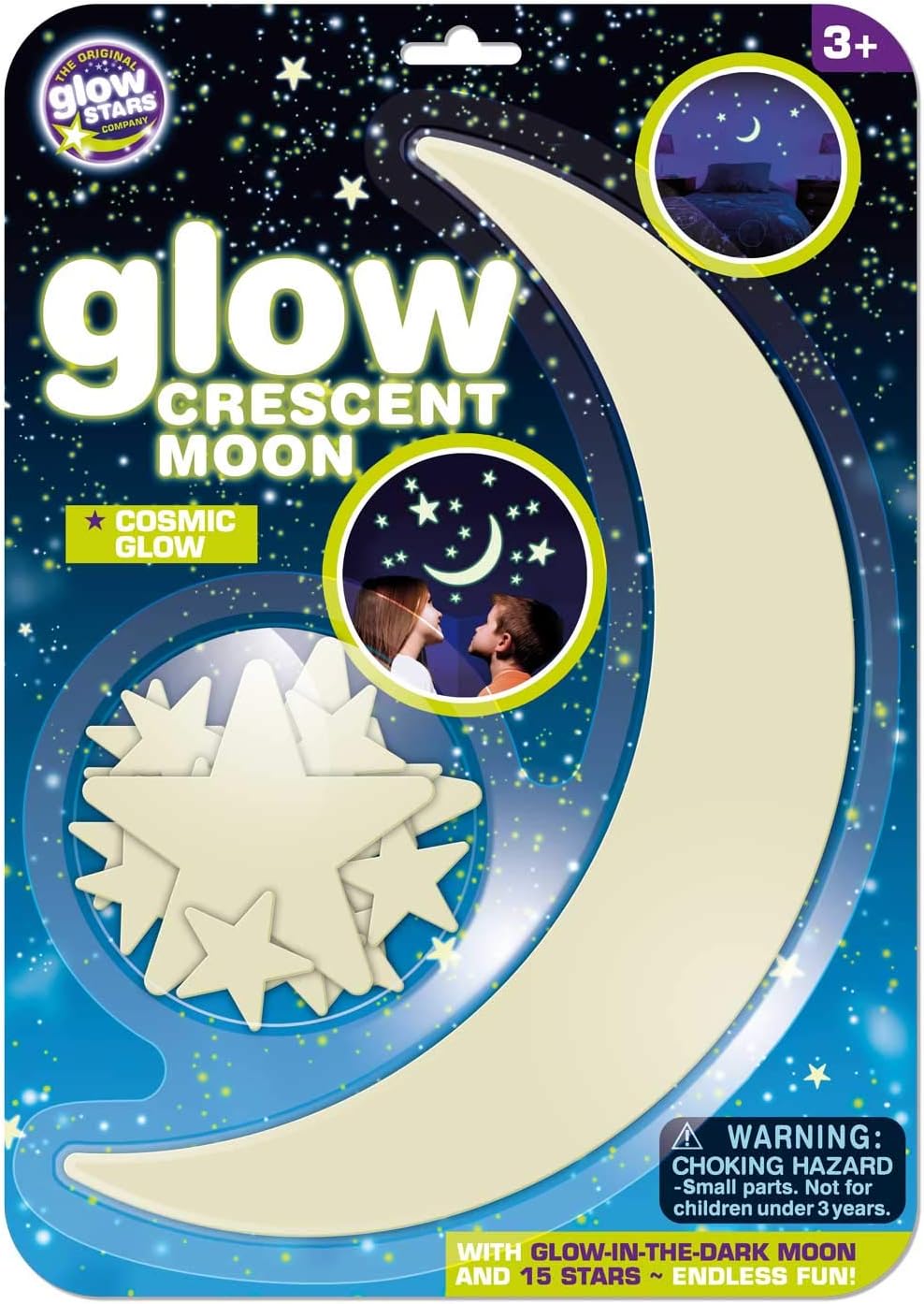 The Original Glowstars Company Glow in the Dark Large Crescent Moon & 15 Stars