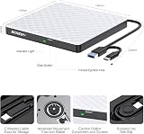 BENEWY External DVD Drive USB 3.0 Slim CD/DVD Burner Reader Writer White view 4
