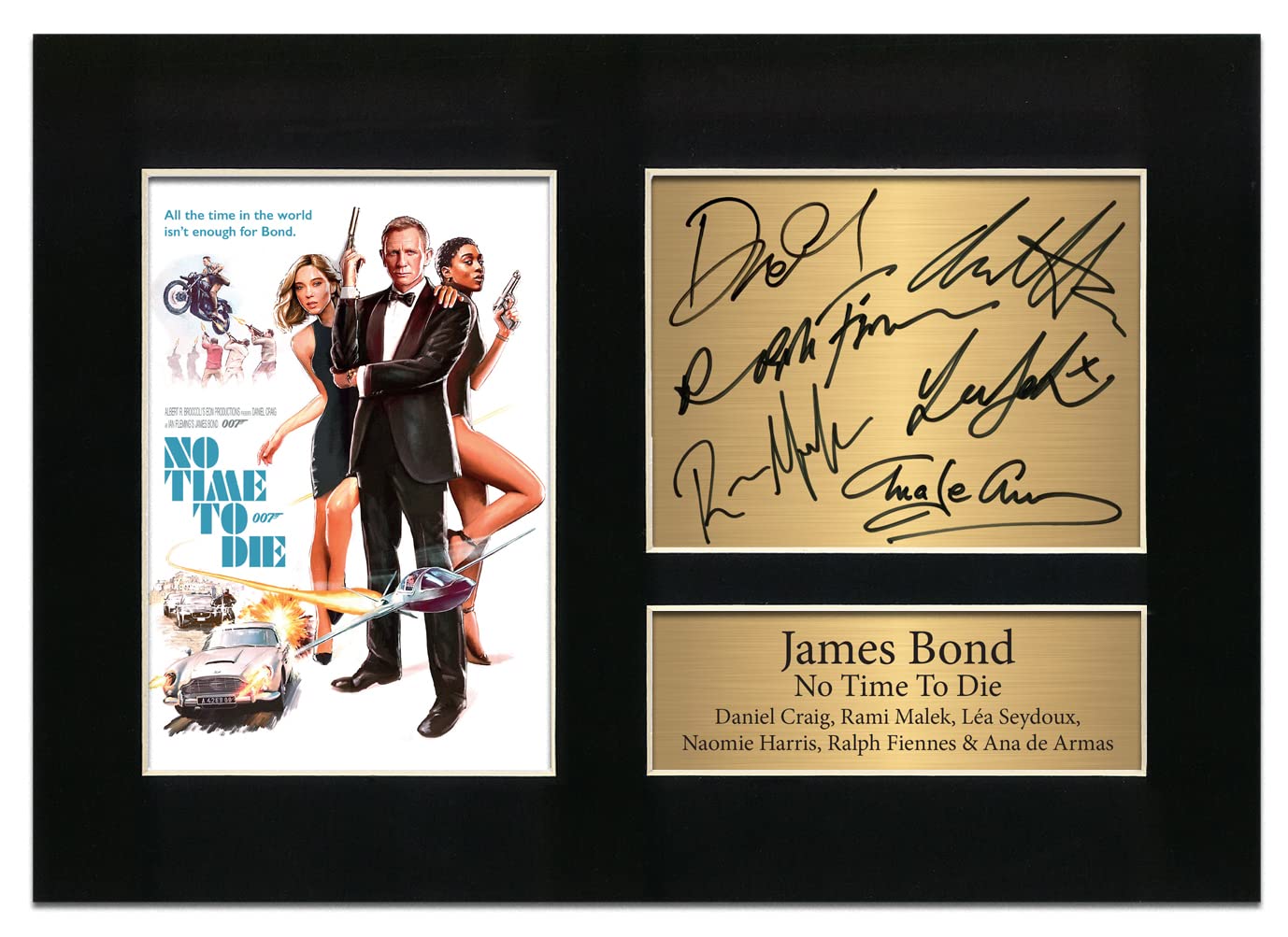 James Bond Autograph No Time To Die Daniel Craig 007 Full Cast Signed Poster | A4 Printed Photo Reproduction Print Picture Display Film Memorabilia Reproduction Signature Photo No76