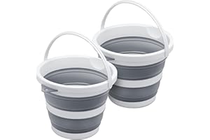 GODEREWILD 2-Pack Small Collapsible Bucket 1.3 Gal/5L, BPA-Free - Space-Efficient, Portable Foldable Water Pail for Household, Outdoor Use, Car Wash, Camping, Fishing - Grey