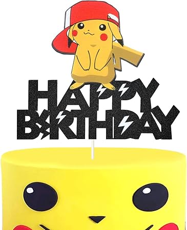 Amazon Co Jp ピカチュウ ハッピーバースデー ケーキトッパー かわいいポケモン風ケーキデコレーション トレーナーテーマパーティーデコレーション キラキラキッズ誕生日パーティー用品 おもちゃ