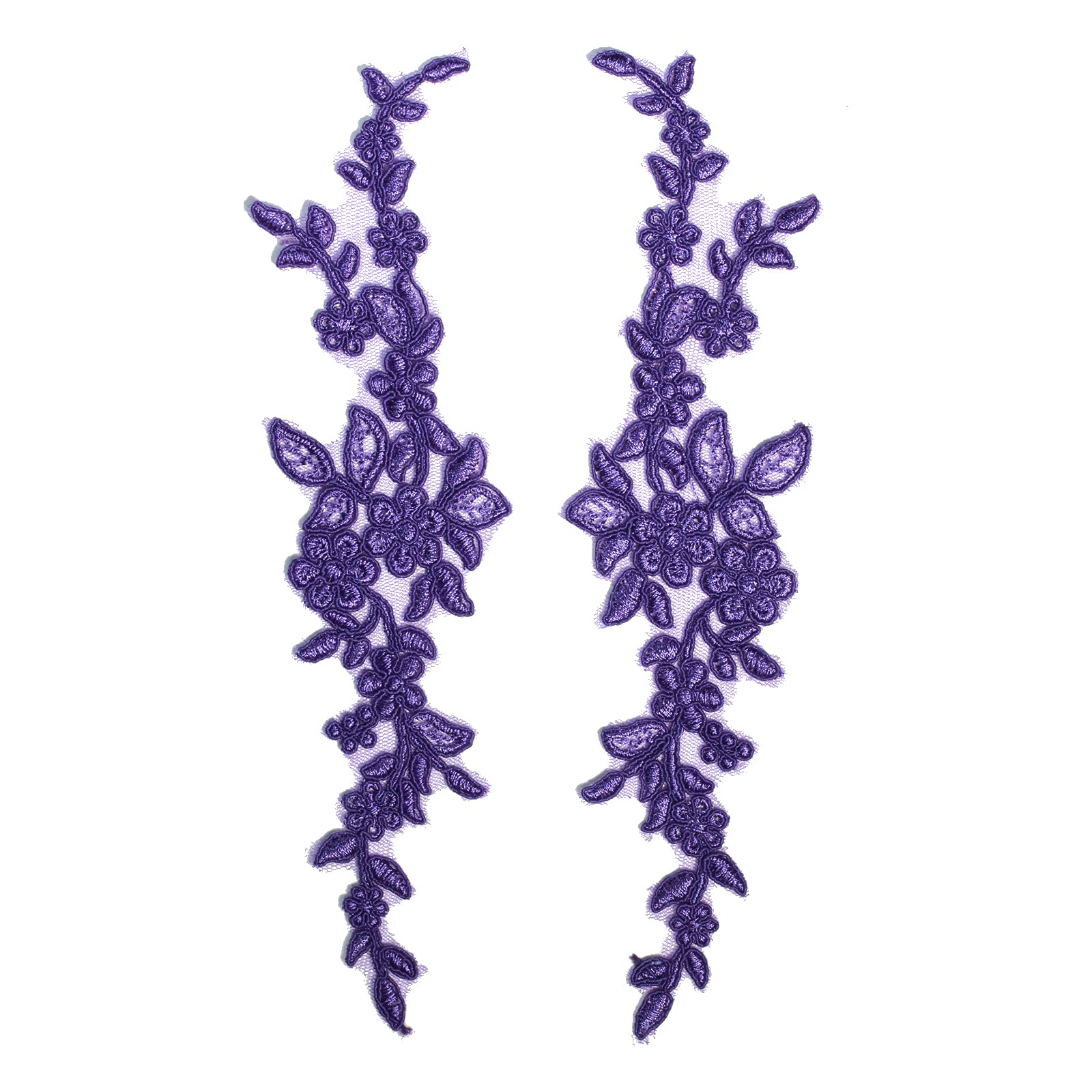 4 x Pieces Corded Lace Applique Wedding Motif Sew On #30 A (Purple) — image 1