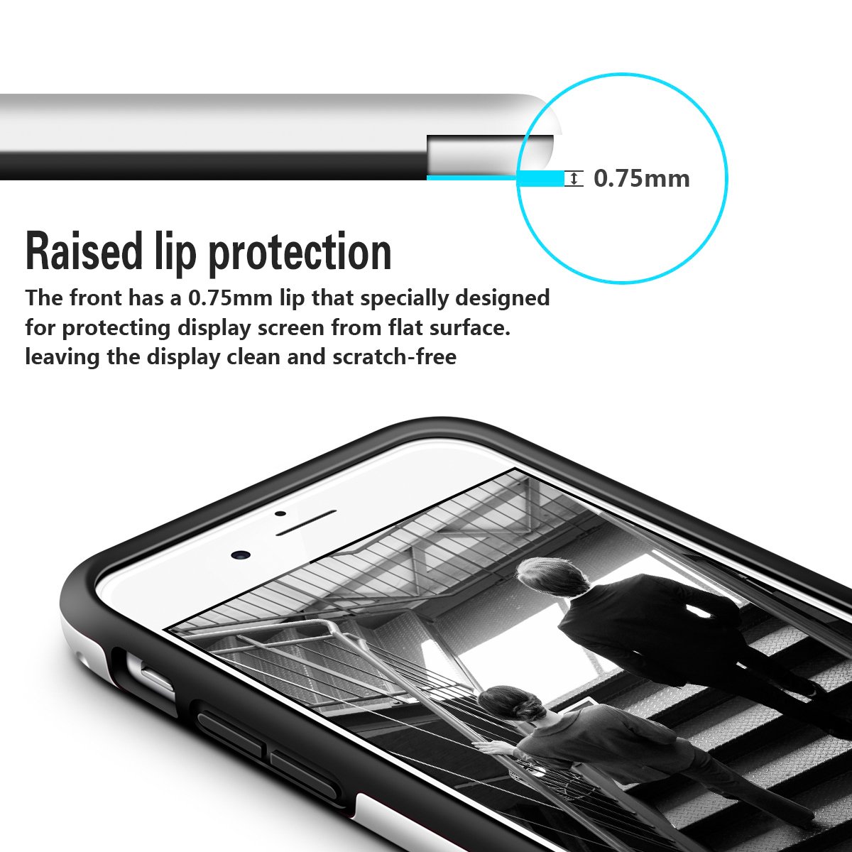 iPhone 6 Case LoHi Rubber Silicone Rugged Heavy Duty Protection Hybrid Cover Shock-Absorption Anti-Scratch Stylish Bumper Case for iPhone 6/6S (Black)