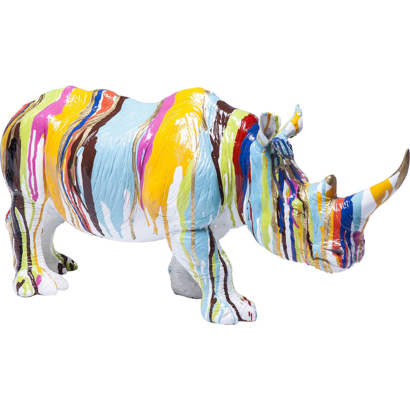 Kare Design Deco Figurine Rhino Colore, Multicoloured, Animal Figures, Gift Idea, Room Decor, Home Decor for Living Room, Bedroom, Hallway, 26x55x17 cm (H/W/D)
