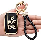 for Land Rover/Jaguar Key fob Cover,Compatible with Evoque Velar Sport Discovery Freelander2 LR4 Land Rover Sport and Jaguar XF XJ XE F-PACE F-TYPE Smart Key Premium Soft TPU Anti-dust Full Protection