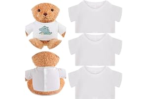 Litherr S 3 Pcs Sublimation Shirt Fit 14-18 Inch Stuffed Bear Blank Stuffed Bear Clothes Plush Bear T Shirts for DIY Make Unique Stuffed Doll Clothes