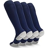 Ultrafun 4 Pairs Soccer Socks Men Youth Kids Cushioned Knee High Team Sports Football Socks