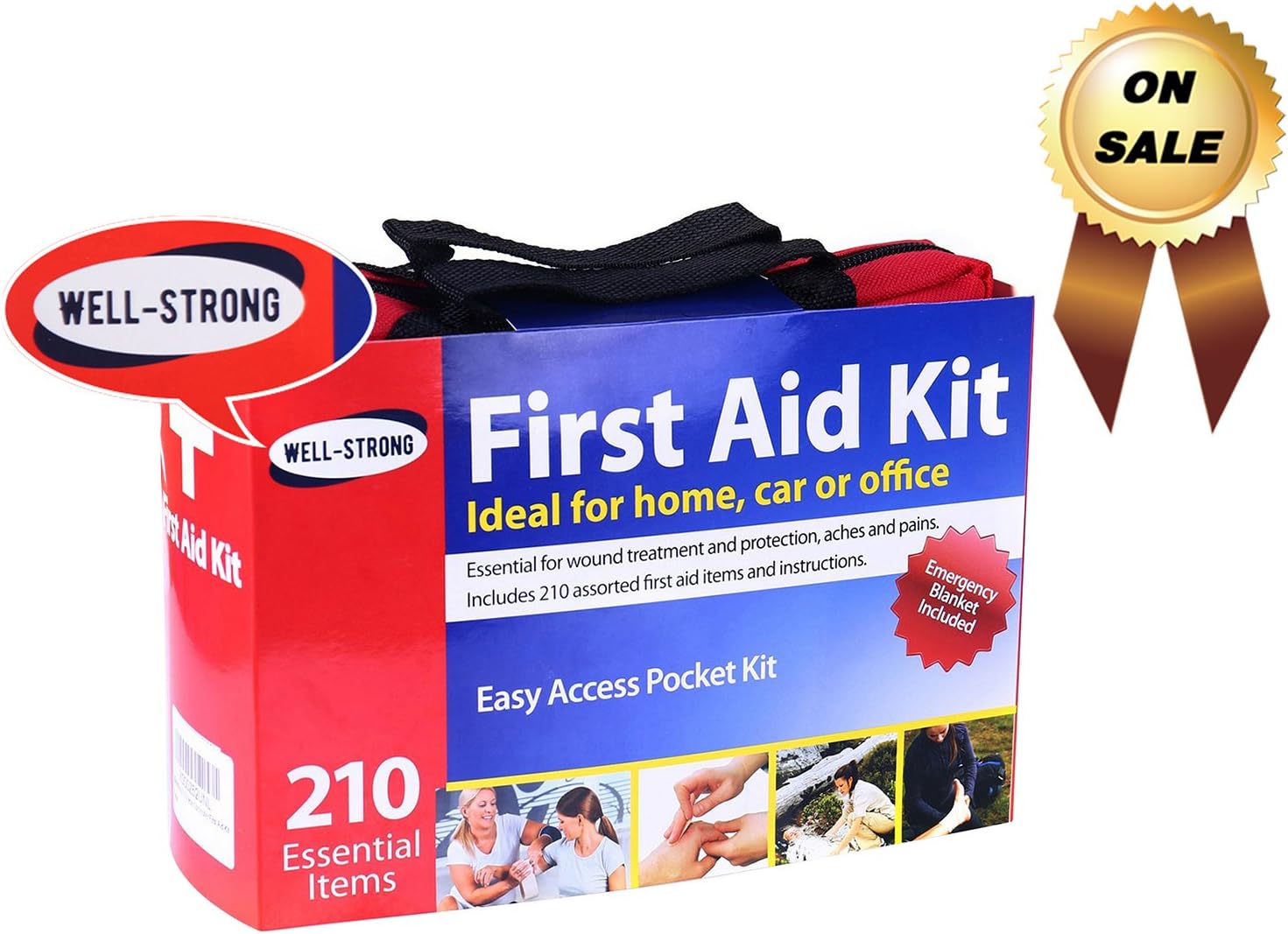 WELL-STRONG First Aid Kit with Durable and Compact Canvas Bag for Home, Car, School, Office, Sports, Travel, Survival, Adventure, Marine, Outdoor Hiking and Camping, Varies from 210 to 300 Pcs