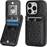 Vaburs Compatible with iPhone 14 Pro Case Wallet with Credit Card Holder, Black Leopard Cheetah Pattern Flip Premium PU Leather Magnetic Closure Shockproof Protective Cover 6.1"