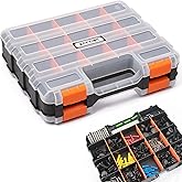 Anyyion Small Parts Organizer, 34-Compartments Double Side parts organizer with Removable Dividers for Hardware, Screws, Bolts, Nails, Beads, Jewelry.