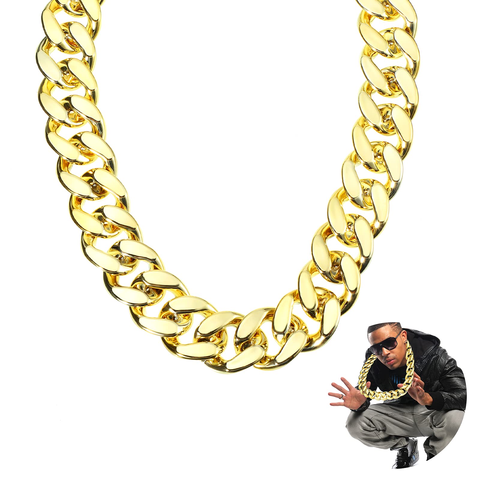 Aoriher Gold Necklace for Men Chain Choker Chunky Hip Hop Chain Necklace for Men Women Jewelry Decoration
