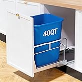 40QT Pull Out Trash Can Under Cabinet with Soft-Close Slides, 13" W X 18" D Heavy Duty Under Sink Trash Can Kit for Kitchen, 