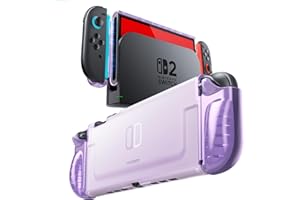 Mumba Dockable Clear Case for Nintendo Switch 2 2025, Crystal Protective Cover with Quick-Release Joy-Con Design and TPU Grip Compatible with New Nintendo Switch 2 7.9 Inch Console (Purple)