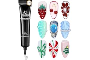 BEETLES GEL POLISH Beetles 3D Gel Nail Art, 1Pcs 15ml Sculpting Gel 3 in 1 Clear No Wipe Nail Polish Rhinestone Art Glue for Nail Gems Diamond Jewelry U V LED Lamp Needed DIY Home Salon Christmas Nails Gifts for Women