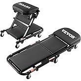 VEVOR Foldable Z Garage Creeper, 40 in, 450 lbs Load Capacity Rolling Folding Mechanic Creeper Stool, with 6 Universal Wheels