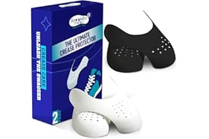 SNEAKAIR PROTECT 2 Pairs Crease Protectors for Air Force 1 Shoes, Jordan 1, Dunk Low – Sneaker Crease Guard, Anti Crease for Men (US Size 8-12, Black + White)