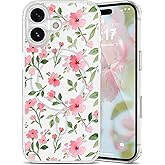 EYZUTAK Magnetic for iPhone 17 Case Flower Case Compatible with MagSafe, Pretty Floral Stylish Aesthetic Phone Cover Slim Clear Anti-Yellowing Protective Cover for Girls Women - Pink