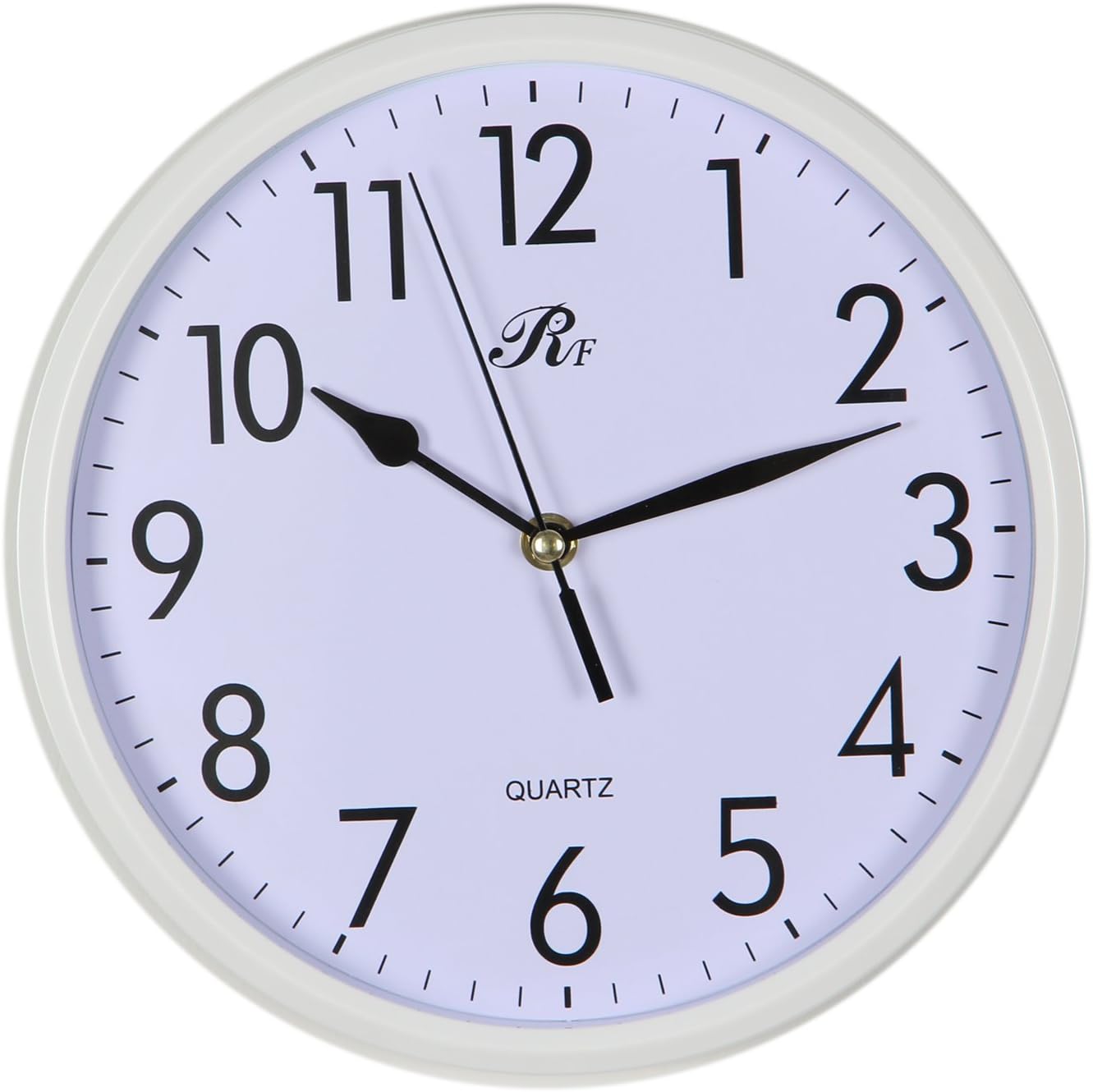 RUIFA Indoor Silent 10-Inch Precedent Decorative Wall Clock with Arabic Numerals (White)