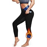 LMCOB Sauna Sweat Pants for Women High Waist Compression Slimming Leggings Workout Hot Thermo Capris with Pocket